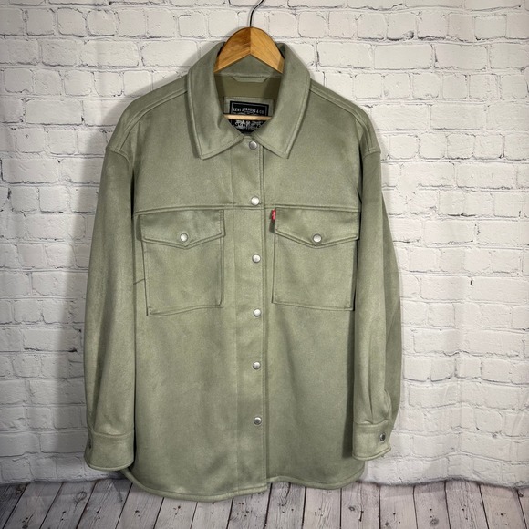 Levi's Jackets & Blazers - Levis Faux Suede Shacket Sage Green Button Up‎ Shirt Jacket LW2WS235 Womens 1X